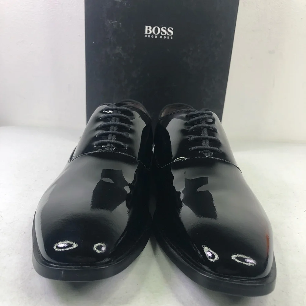 HUGO Boss Highline Patent Oxfords Black Leather